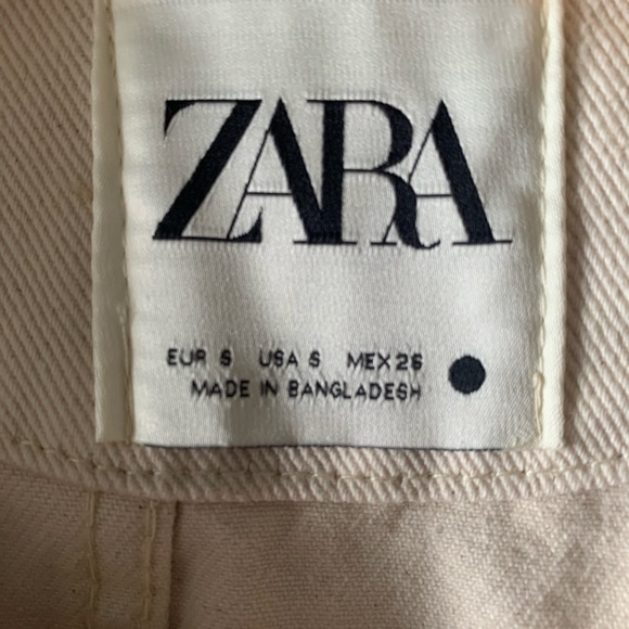 Zara Women's Cream Oversized Collarless Denim Jacket Size Small - Picture 4 of 8